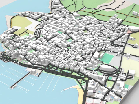Paesaggio urbano Sant Antoni de Portmany Ibiza Isole Baleari Spagna Modello 3D