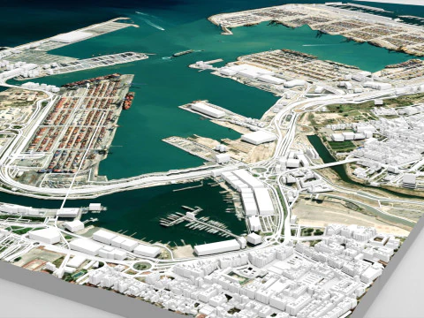 Port w Walencji w Hiszpanii Model 3D