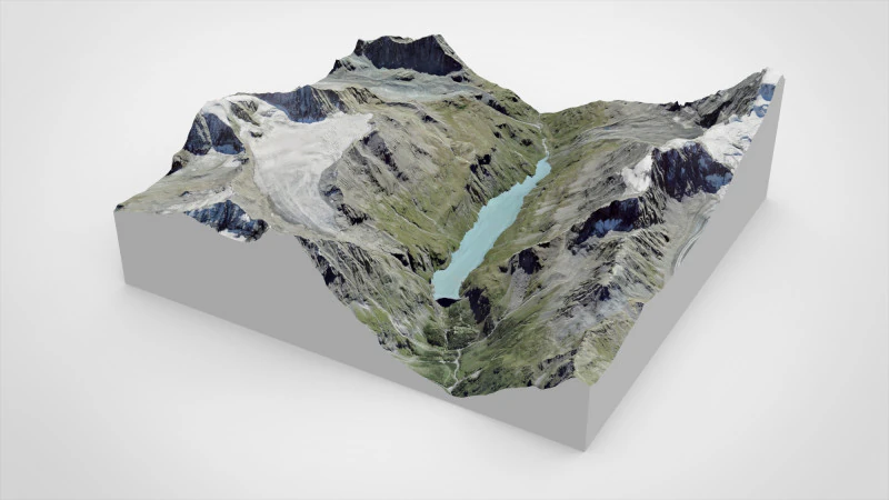 Lac de Mauvoisin reservoir Valais Switzerland 3D Model .c4d .max .obj .3ds .fbx .stl .blend