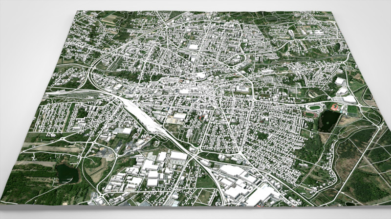 Cityscape Rybnik Poland 3D Модель .c4d .max .obj .3ds .fbx .stl .blend