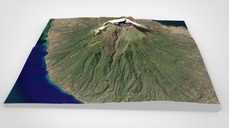Volcano Lewotolok Indonesia 3D Модель .c4d .max .obj .3ds .fbx .stl .blend