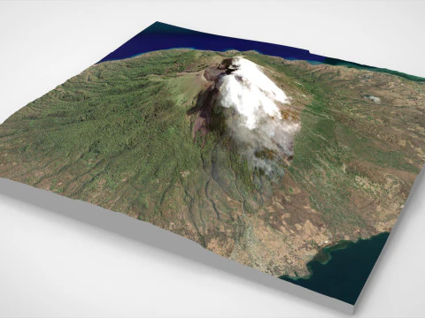 Volcano Lewotolok Indonesia 3D Model