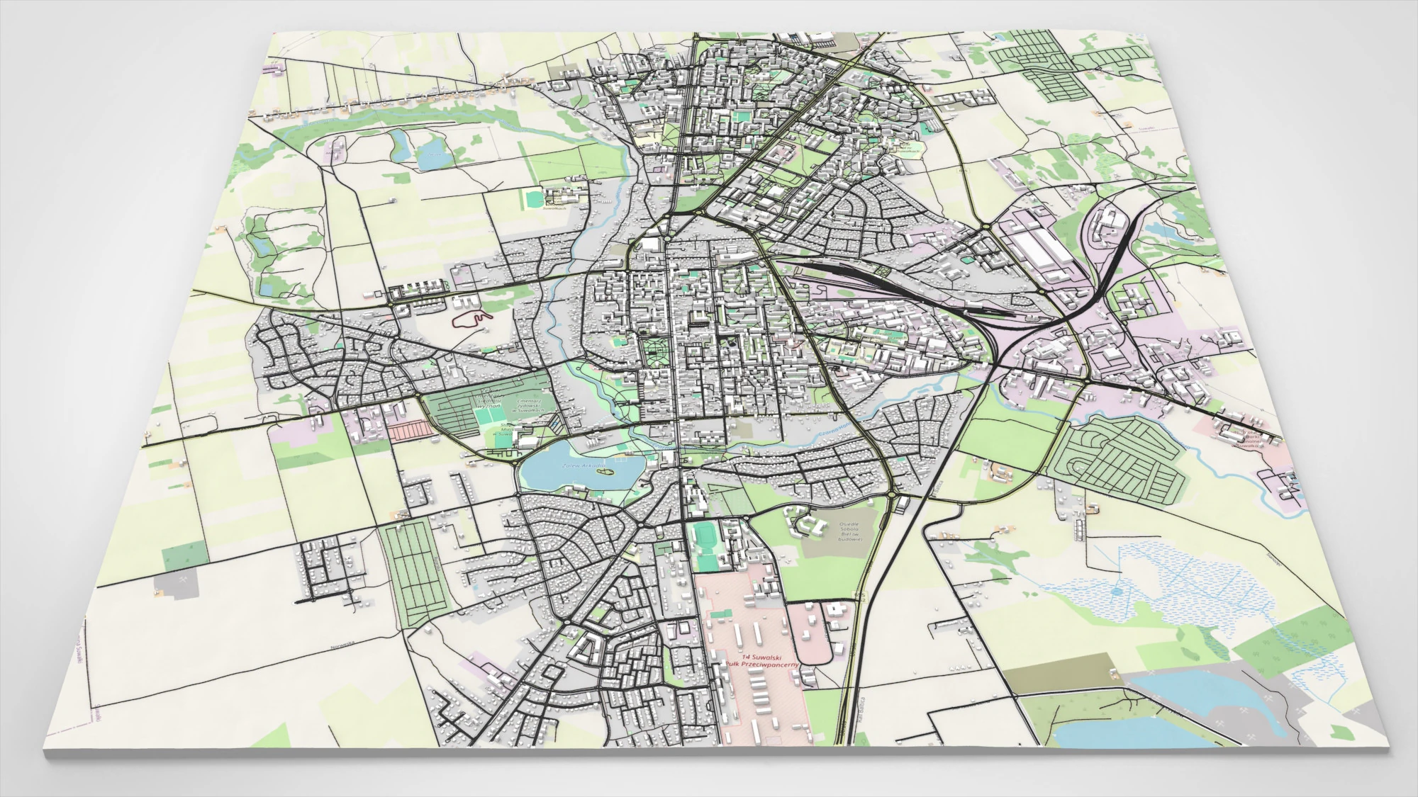 Cityscape Suwalki Poland 3D Model .c4d .max .obj .3ds .fbx .stl .blend 