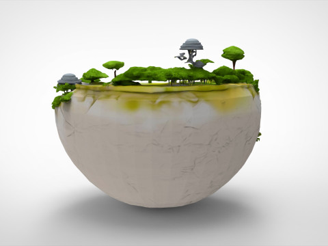 Spherical Island with Lake 3D 모델