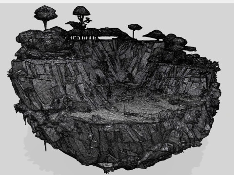 Spherical Island with Lake 3D Model