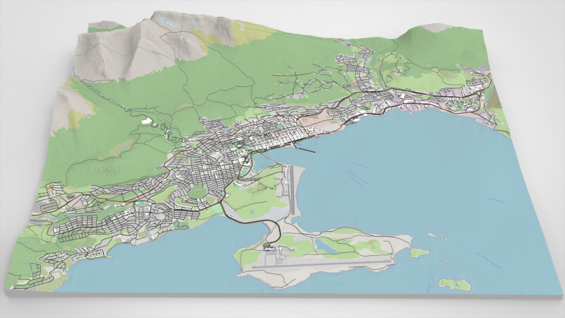 Cityscape Ushuaia Argentina 3D Модель .c4d .max .obj .3ds .fbx .stl .blend 