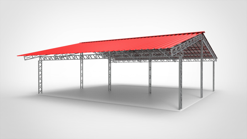 Industrial Metal Hangar 3D Modell .c4d .max .obj .3ds .fbx .stl .blend