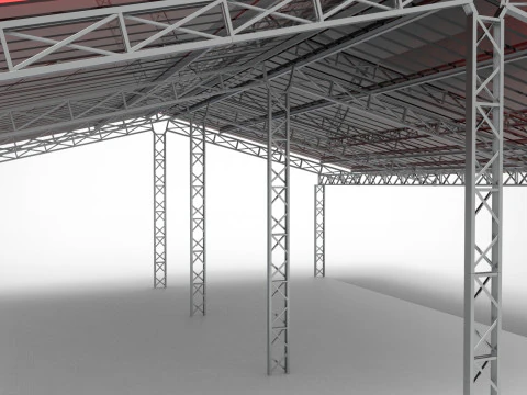 Industrial Metal Hangar 3D Model