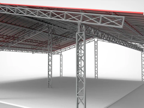 Industrial Metal Hangar 3D Model
