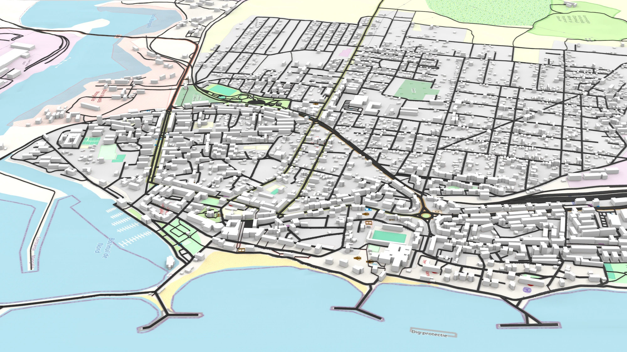 Cityscape Mangalia Romania 3D Model .c4d .max .obj .3ds .fbx .stl .blend
