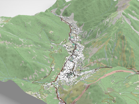 Cityscape Andorra la Vella Andorra 3D Модель