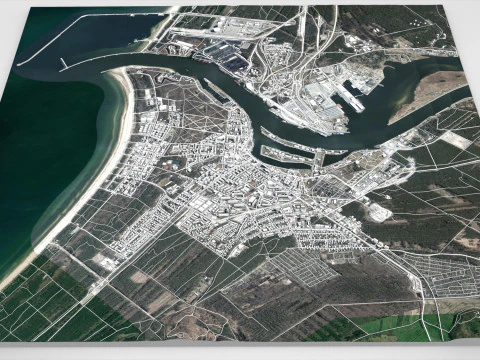 Pejzaż miejski Świnoujście Polska Model 3D