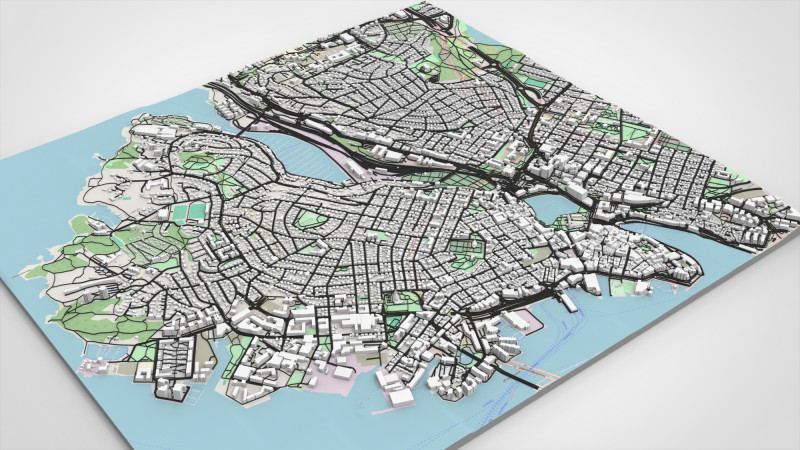 Cityscape Stavanger Norway 3D Modell .c4d .max .obj .3ds .fbx .stl .blend
