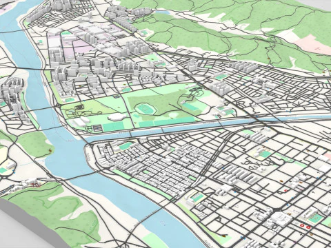 Міський пейзаж Кьонджу Південна Корея 3D Модель