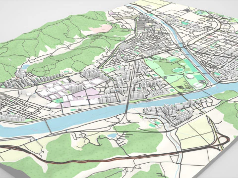 Міський пейзаж Кьонджу Південна Корея 3D Модель