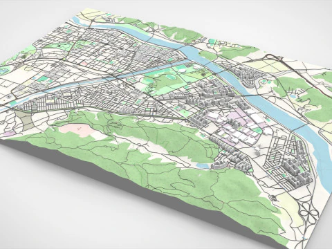 Міський пейзаж Кьонджу Південна Корея 3D Модель