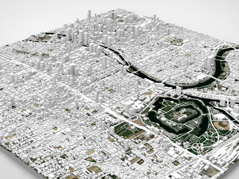 日本本州大阪城市景观 3D 模型
