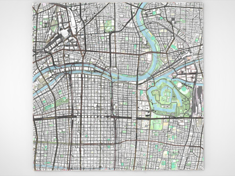 日本本州大阪城市景观 3D 模型