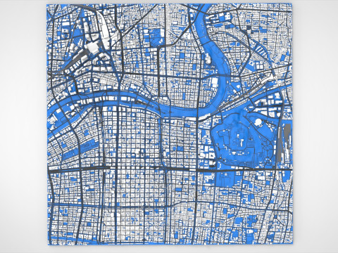 日本本州大阪城市景观 3D 模型