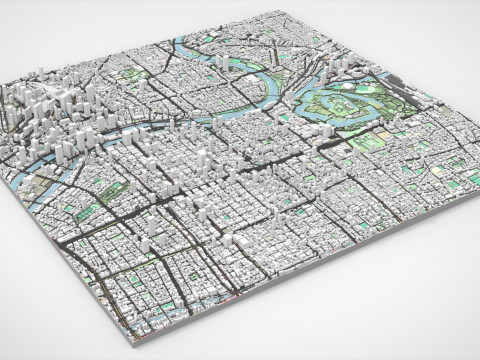 日本本州大阪城市景观 3D 模型