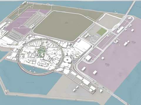 Island Yumeshima Osaka Bay Japan 3D Modell