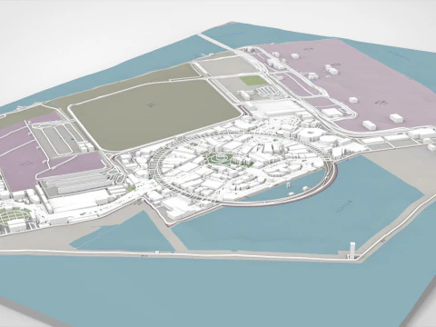 Eiland Yumeshima Osaka Baai Japan 3D Model