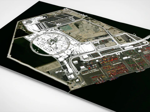 Eiland Yumeshima Osaka Baai Japan 3D Model