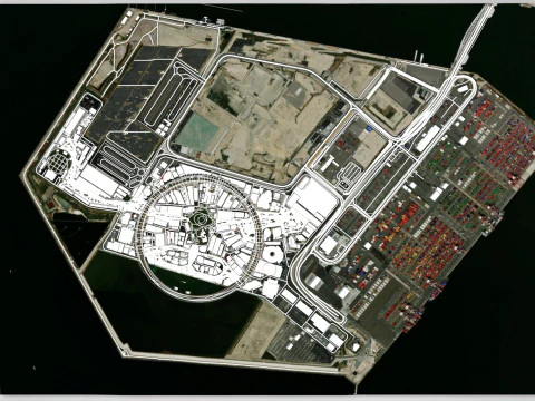 Eiland Yumeshima Osaka Baai Japan 3D Model