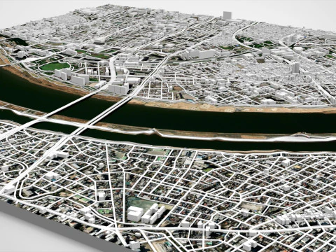 Cityscape T&oacute;quio Jap&atilde;o parte da cidade Modelo 3D