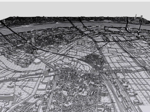 Cityscape T&oacute;quio Jap&atilde;o parte da cidade Modelo 3D