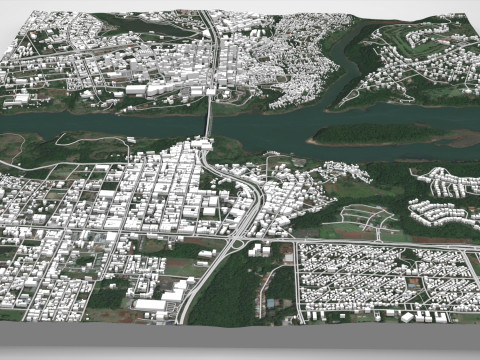Şehir manzarası Ciudad del Este Paraguay 3D Model