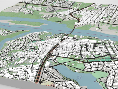 Şehir manzarası Ciudad del Este Paraguay 3D Model