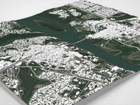 Şehir manzarası Ciudad del Este Paraguay 3D Model