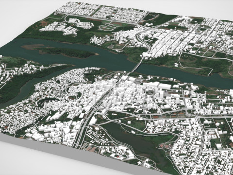 Şehir manzarası Ciudad del Este Paraguay 3D Model