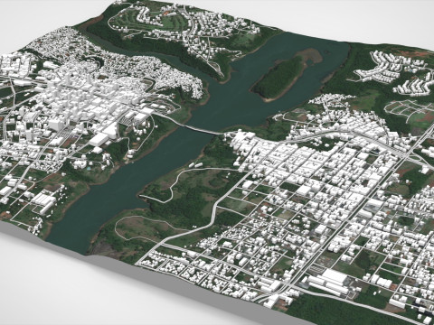Şehir manzarası Ciudad del Este Paraguay 3D Model