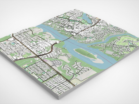 Şehir manzarası Ciudad del Este Paraguay 3D Model