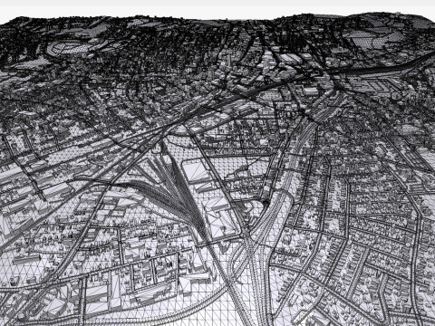 Paisaje urbano de Worcester Inglaterra Modelo 3D