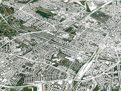 Cityscape Freiburg im Breisgau Germany 3D Model