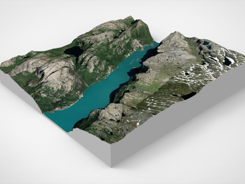 Paesaggio montano Kjerag Norvegia Modello 3D