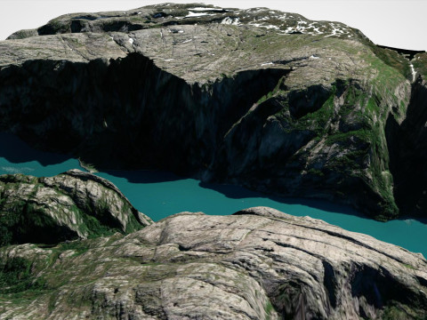 Paesaggio montano Kjerag Norvegia Modello 3D