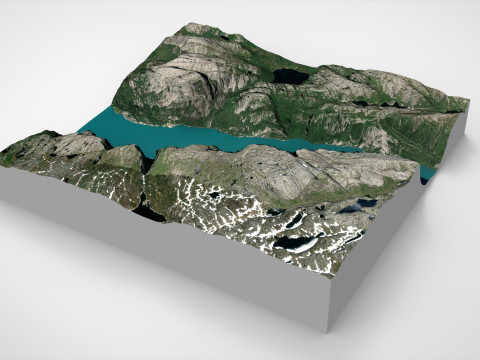 Paesaggio montano Kjerag Norvegia Modello 3D