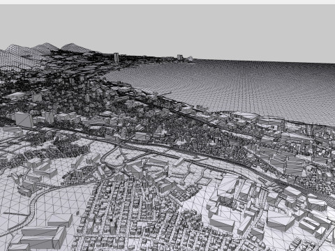 Pemandangan Kota Otsu Jepang Model 3D