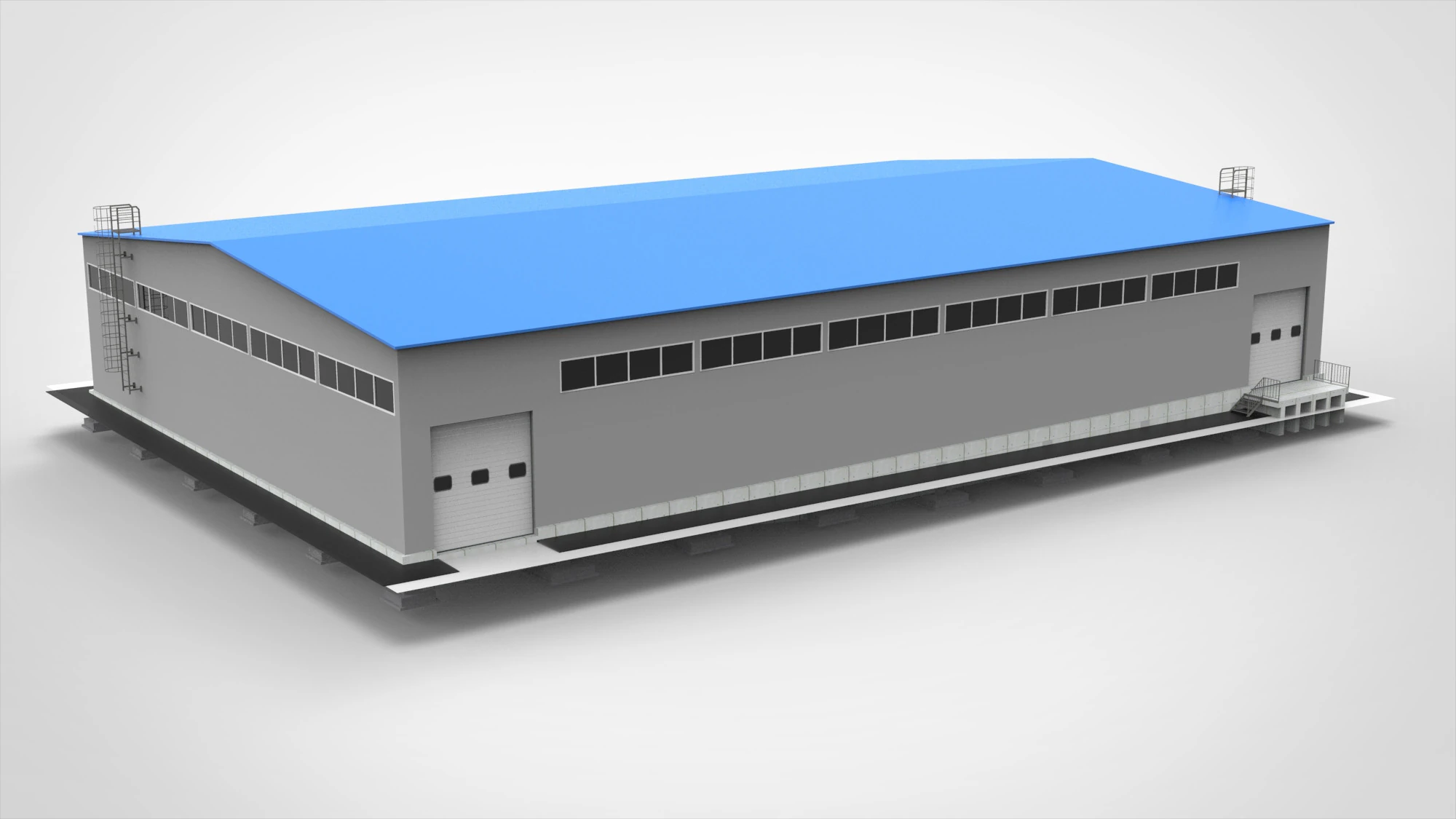 Industrial Metal Hangar 3D Model .c4d .max .obj .3ds .fbx .stl .blend 