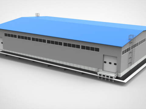 Endüstriyel Metal Hangar 3D Model