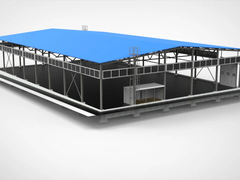 Industrial Metal Hangar 3D Model