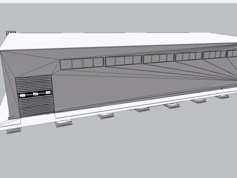 Industrial Metal Hangar 3D Model