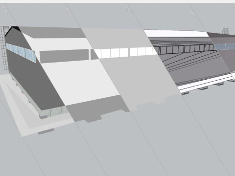 Industrial Metal Hangar 3D Model