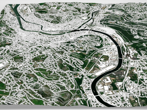 Şehir manzarası Liege Belçika 3D Model