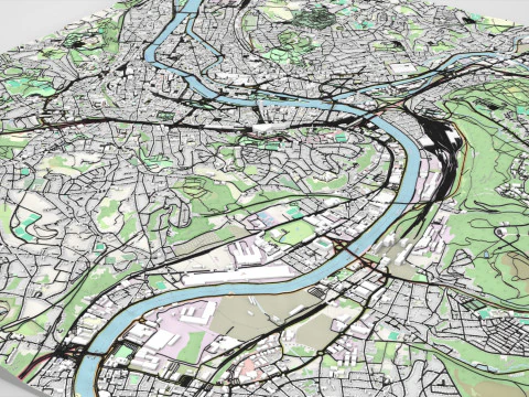 Cityscape Liege Belgium 3D Model
