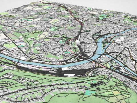 Şehir manzarası Liege Belçika 3D Model